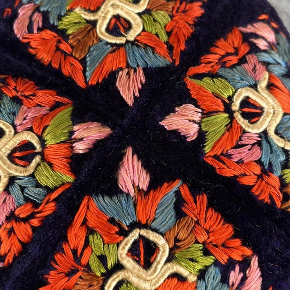 Vintage Heirloom Hand Crafted Uzbek / Tubeteika / Doppa Embroidered Skull Cap